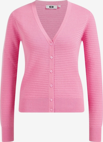 WE Fashion Knit Cardigan in Pink: front