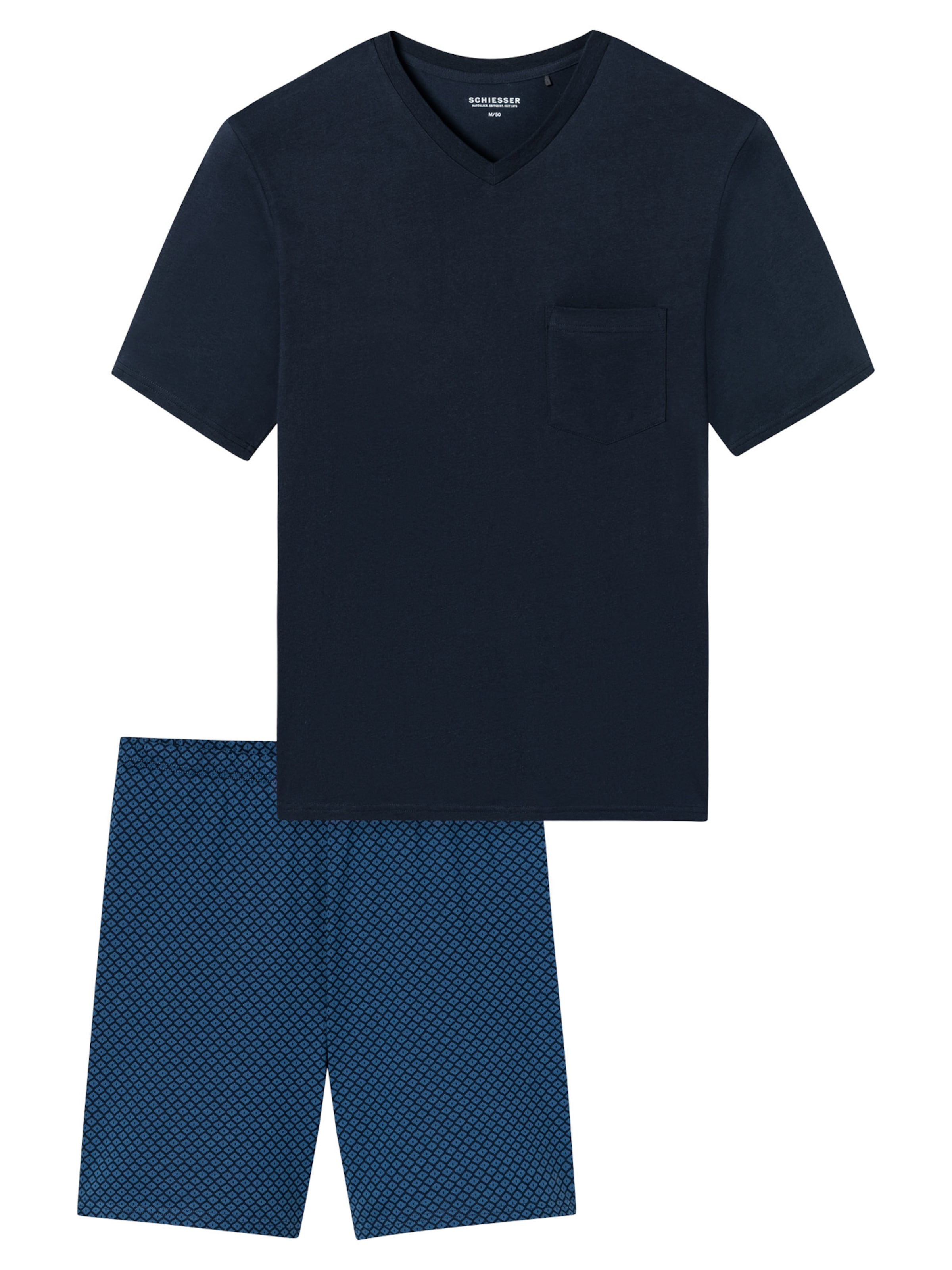 SCHIESSER Pajama short 'Comfort Essentials' in Blue: front