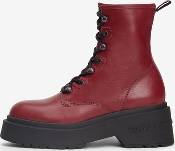 Tommy Jeans Lace-Up Boots in Red: front