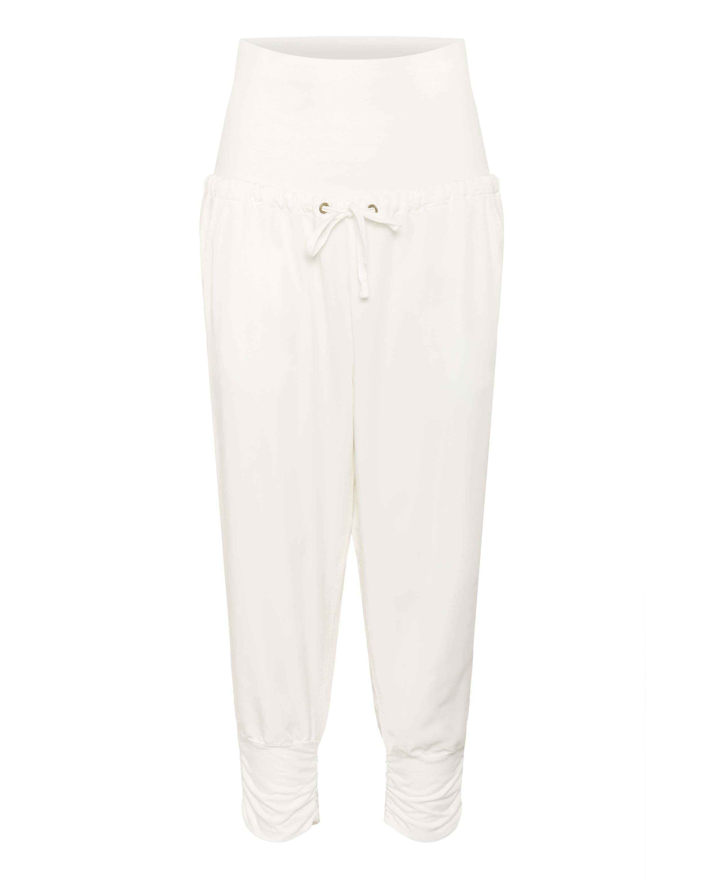 Cream Tapered Harembroek &#x27;Linee&#x27; in Wit: voorkant