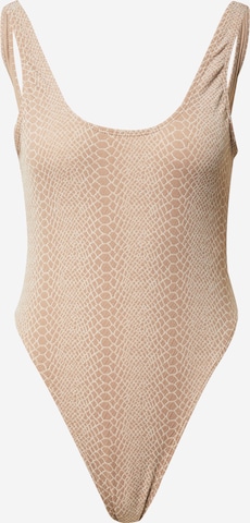 Bustier Maillot de bain Nasty Gal en beige : devant