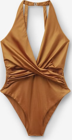 CALZEDONIA Swimsuit 'Shiny Satin' in Brown: front