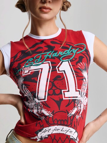 Ed Hardy Футболка 'Roaring Tiger' в Красный