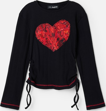 Desigual Shirt 'Gathered heart' in Black: front