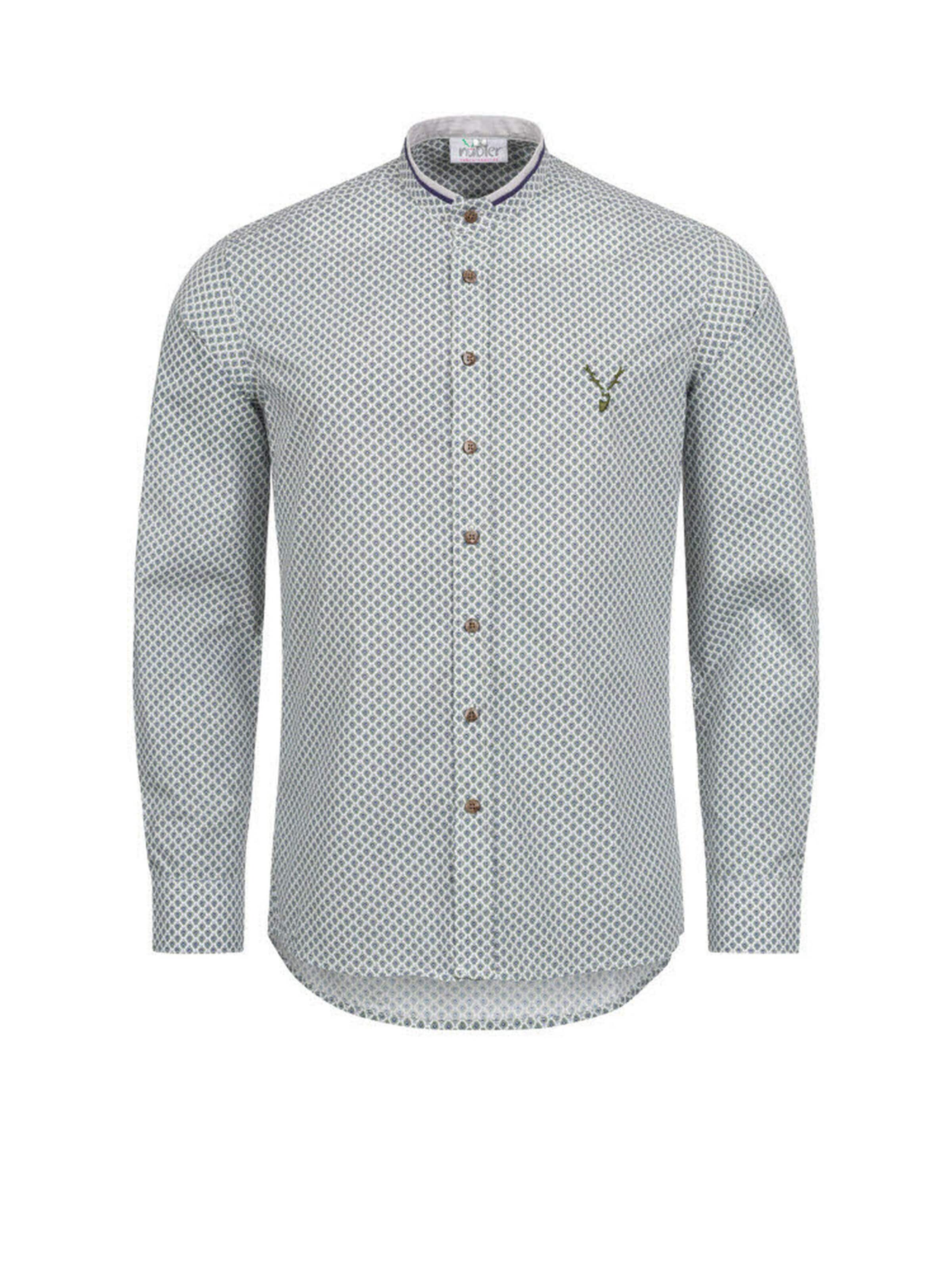 Trachtenhof Nübler Regular fit Traditional Button Up Shirt 'Trachtenhemd langarm Johann' in Green: front