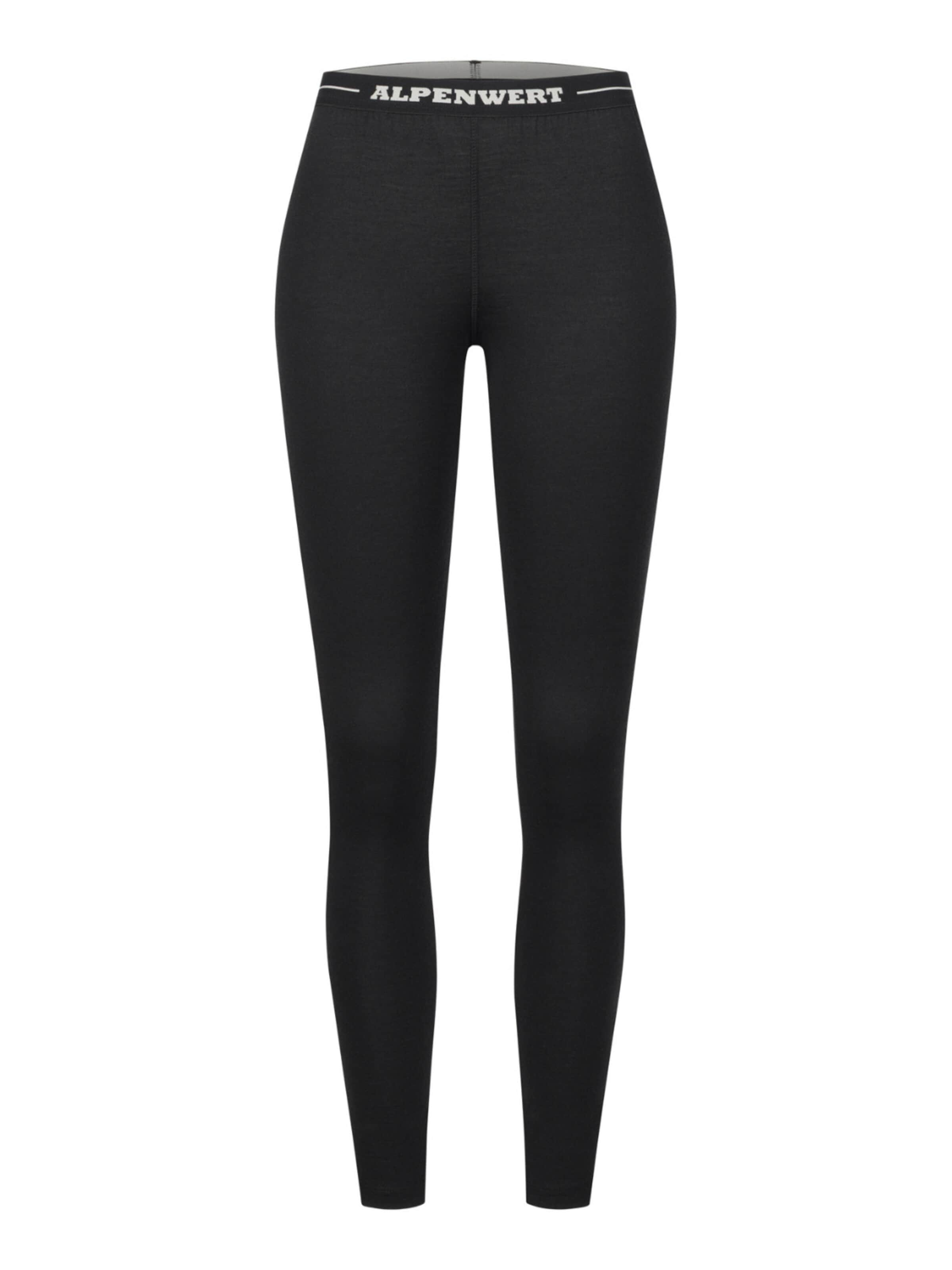 Alpenwert Long Johns 'Lange Unterhose Damen 100% Merino' in Black: front