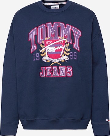 Tommy Jeans Majica 'College' | modra barva: sprednja stran