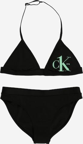 Calvin Klein Swimwear Triangle Bikini in Black: front