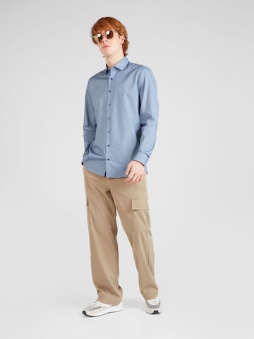 OLYMP - Slim Fit Camisa 'Level 5' em azul