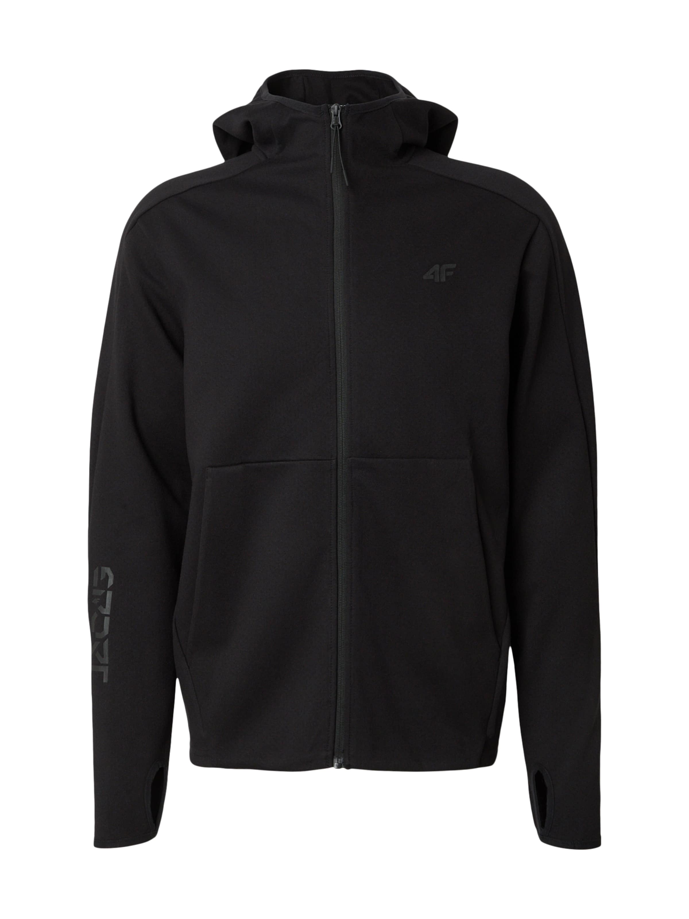 4F Sportsweatjacke in Schwarz: Vorderseite