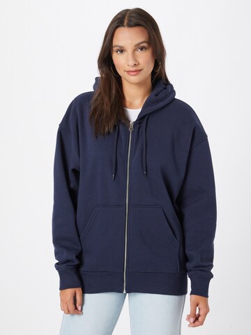 WEEKDAY Zip-Up Hoodie 'Alisa' in Blue: front