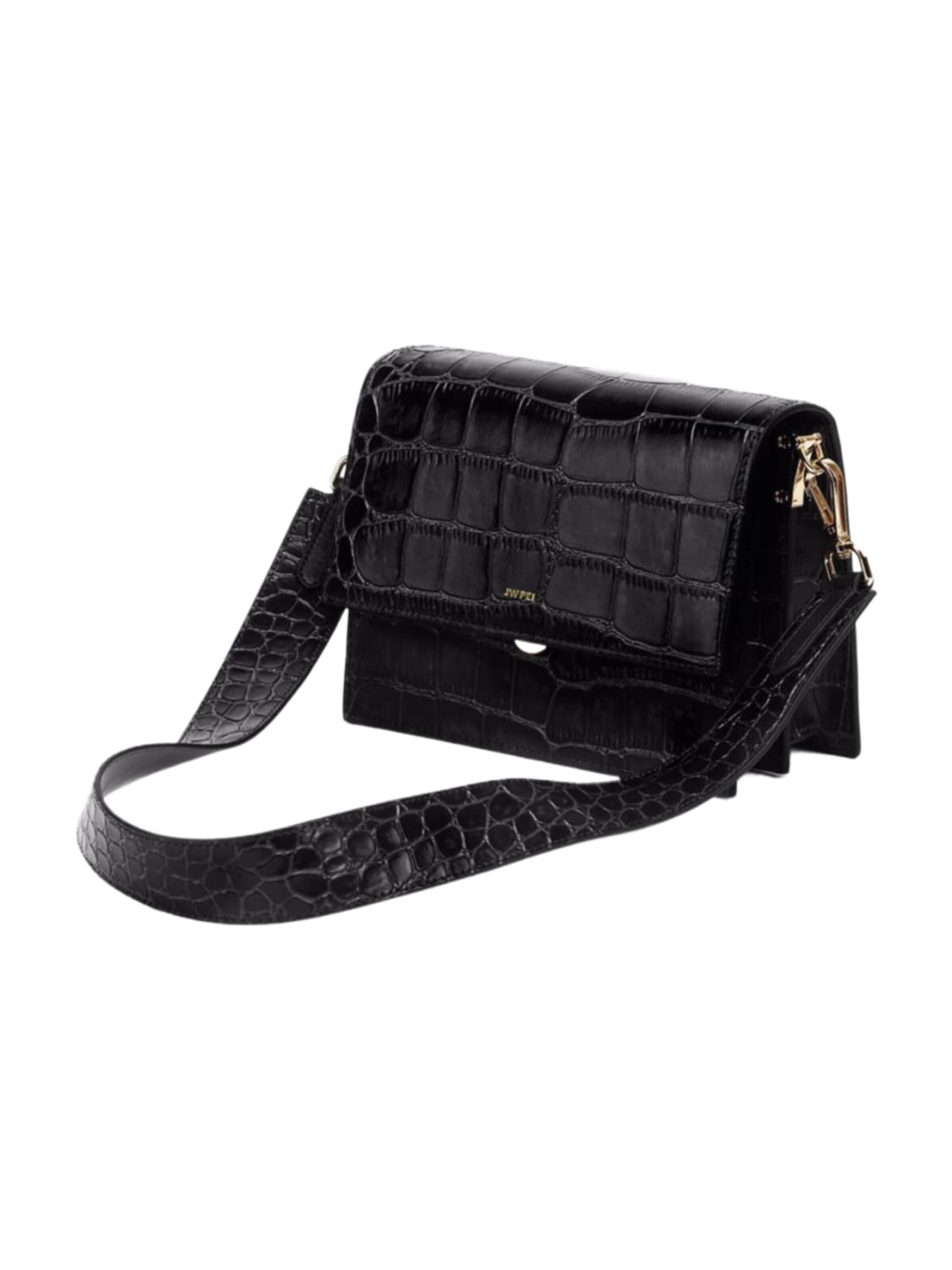JW PEI Kabelka 'JW PEI Sac Bandoulière Mini Flap Black Croc' – černá