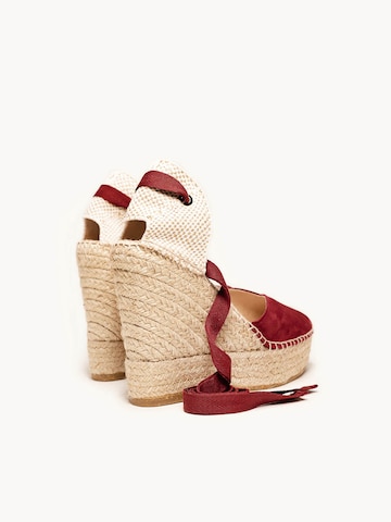 Sandalo 'Alpargata Cuña 12 cm' di Alhamas in rosso