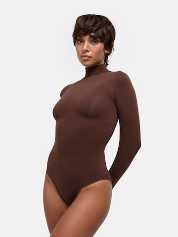 cfab - Body moldeador 'Clean Longsleeve Turtleneck Sculpting Bodysuit with String' en marrón