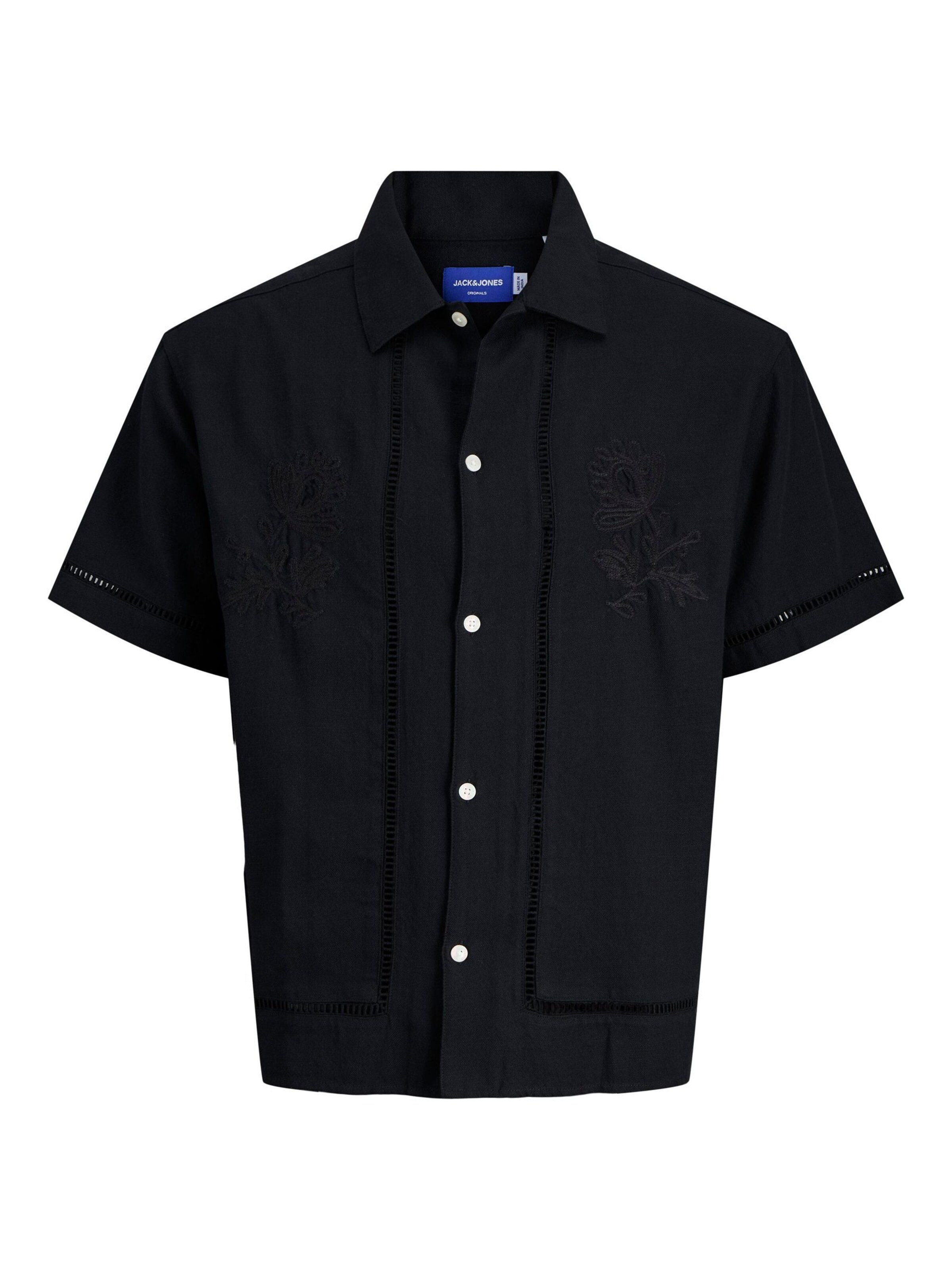JACK & JONES Comfort fit Button Up Shirt in Black: front