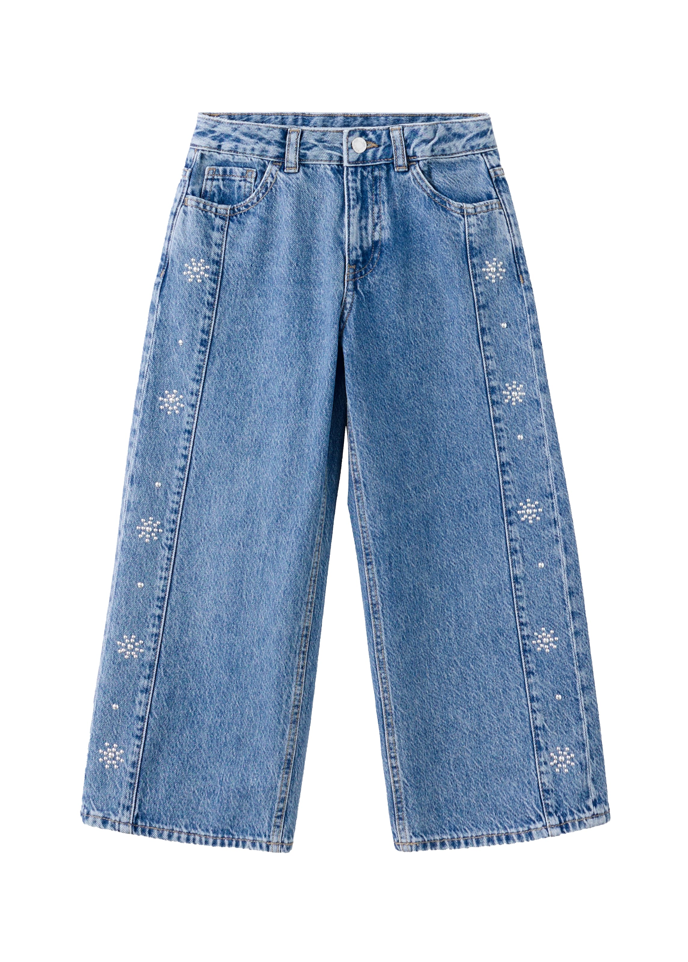 Wide Leg Jean MANGO KIDS en bleu : devant