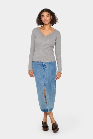 SAINT TROPEZ Knit cardigan 'Gru' in Grey