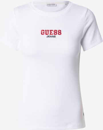 Tricou de la GUESS JEANS pe alb: față