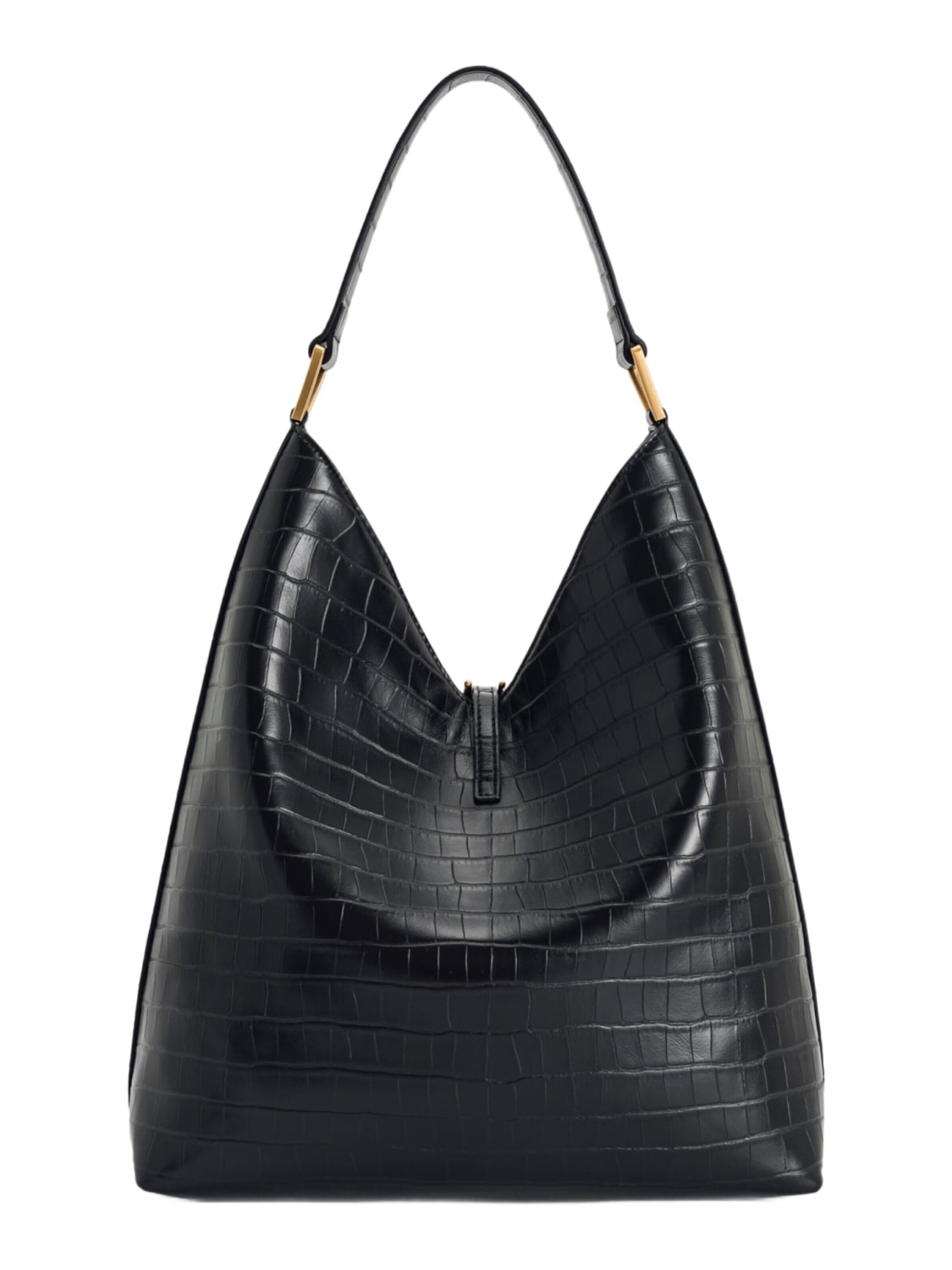 JW PEI - Bolso de hombro 'JW PEI Sac Bandoulière Aria Black Croc' en negro