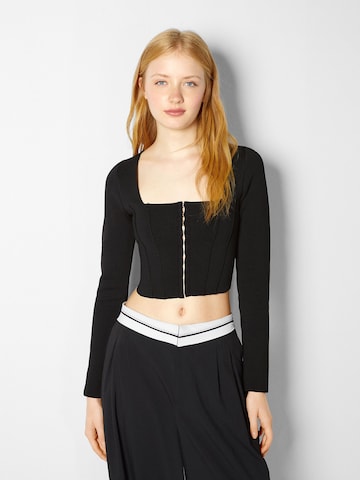 Bershka Shirt in Zwart: voorkant