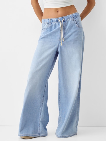 Wide Leg Jean Bershka en bleu : devant