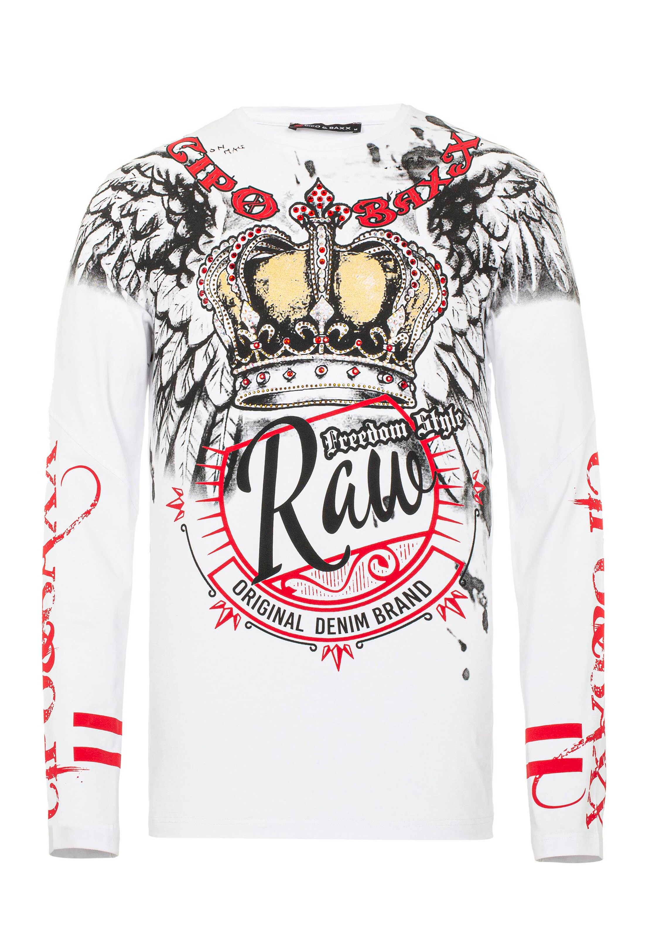 Sweat-shirt CIPO & BAXX en blanc : devant