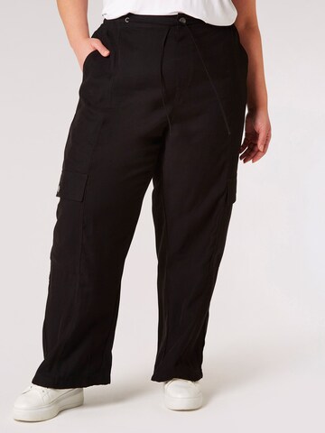 Apricot Wide leg Cargo Pants in Black: front