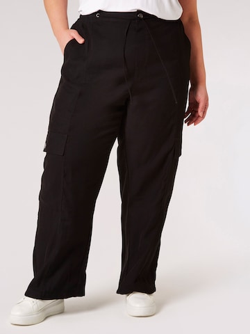 Wide Leg Pantalon cargo Apricot en noir : devant