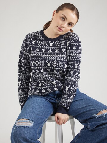 ONLY Carmakoma - Jersey 'CARXMAS WINTER' en azul: frente