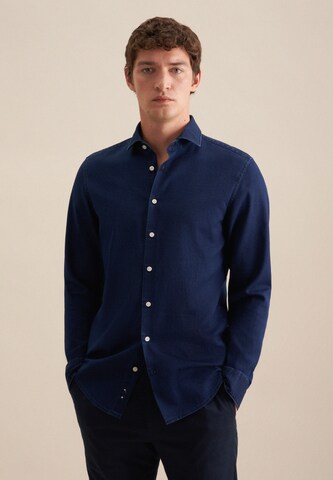 SEIDENSTICKER Slim Fit Businesshemd 'Schwarze Rose' in Blau