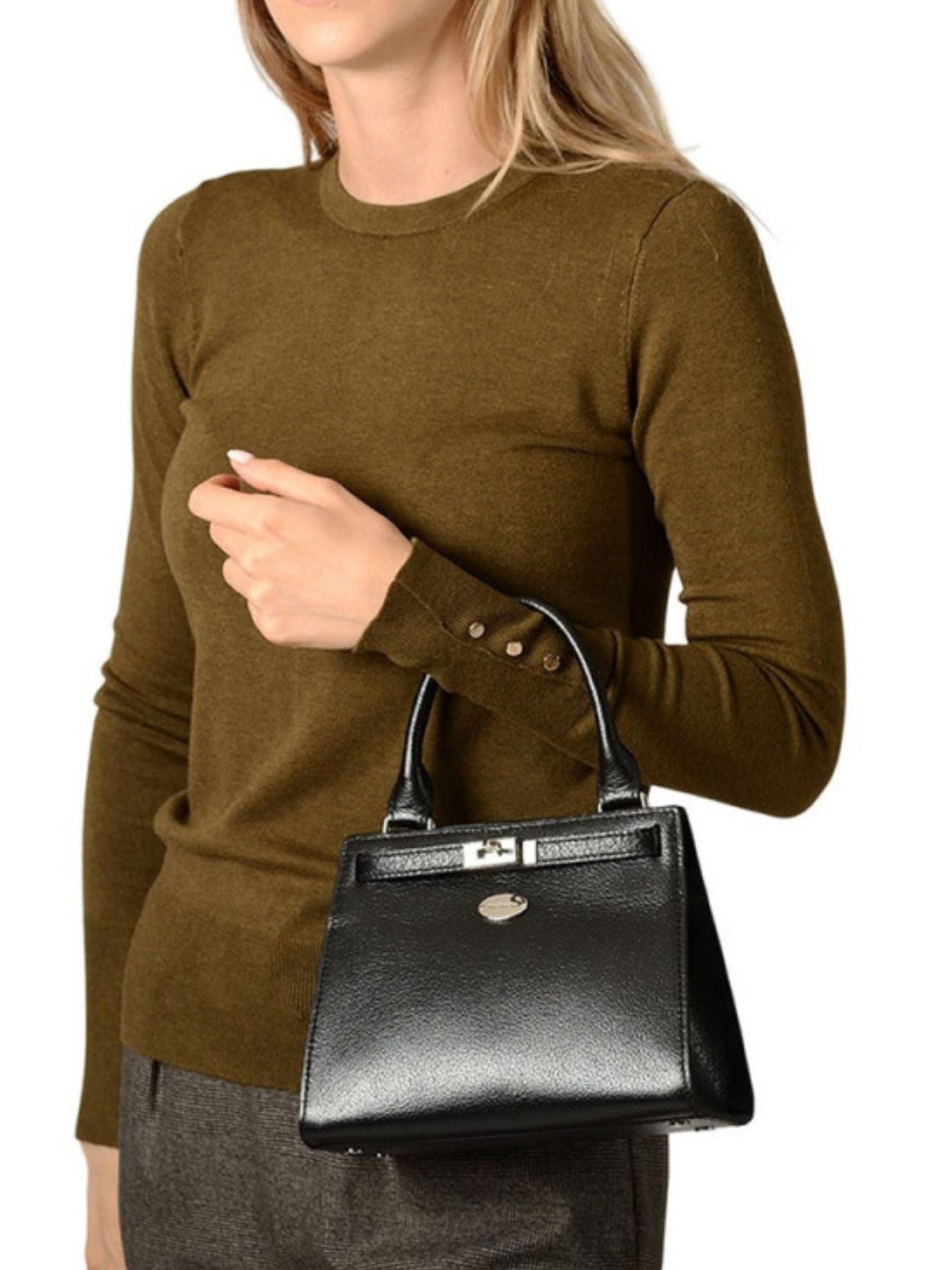 MAC DOUGLAS Handtas 'Mac Douglas Sacs À Main MINI Temple Buni Cuir Noir' in Zwart