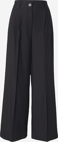 VILA Wide leg Trousers with creases 'Fine' in Black: front