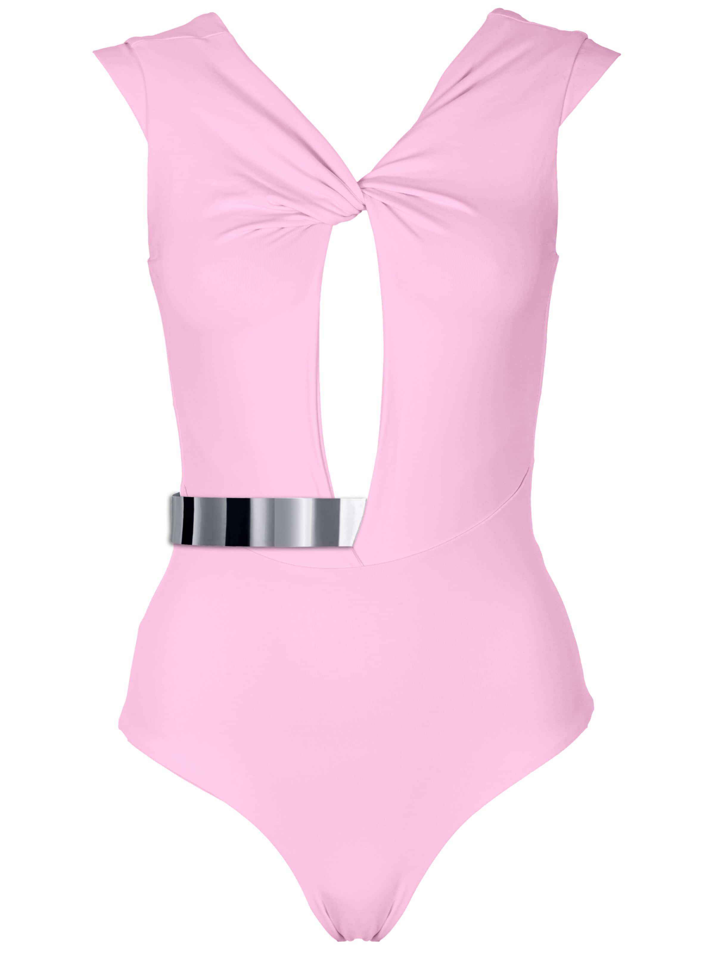 SEA ME SWIM High neck Swimsuit 'COTE D'AZUR Silver Edition' in Pink: front