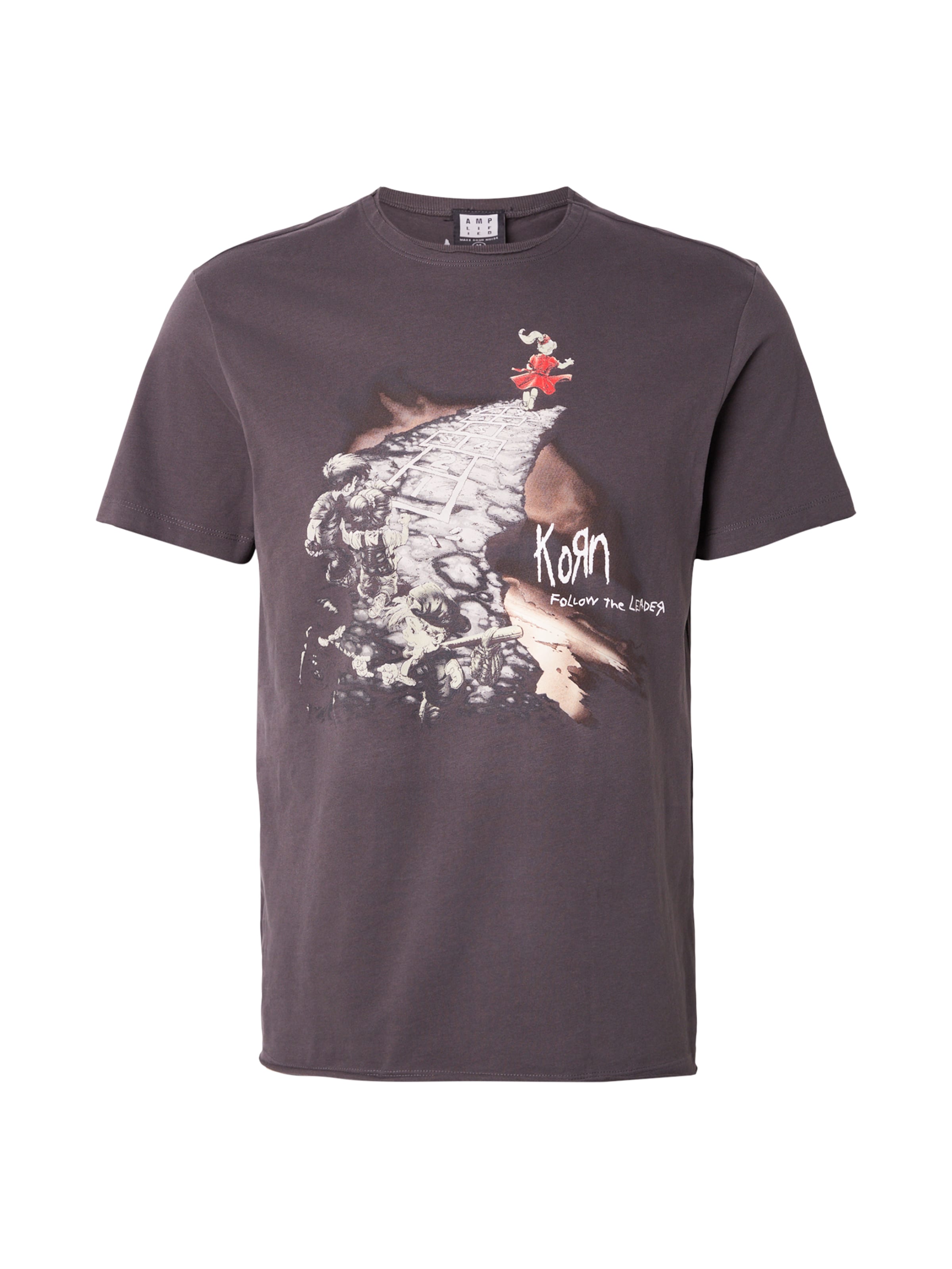 AMPLIFIED Shirt 'KORN - FOLLOW THE LEADER' in Grijs: voorkant
