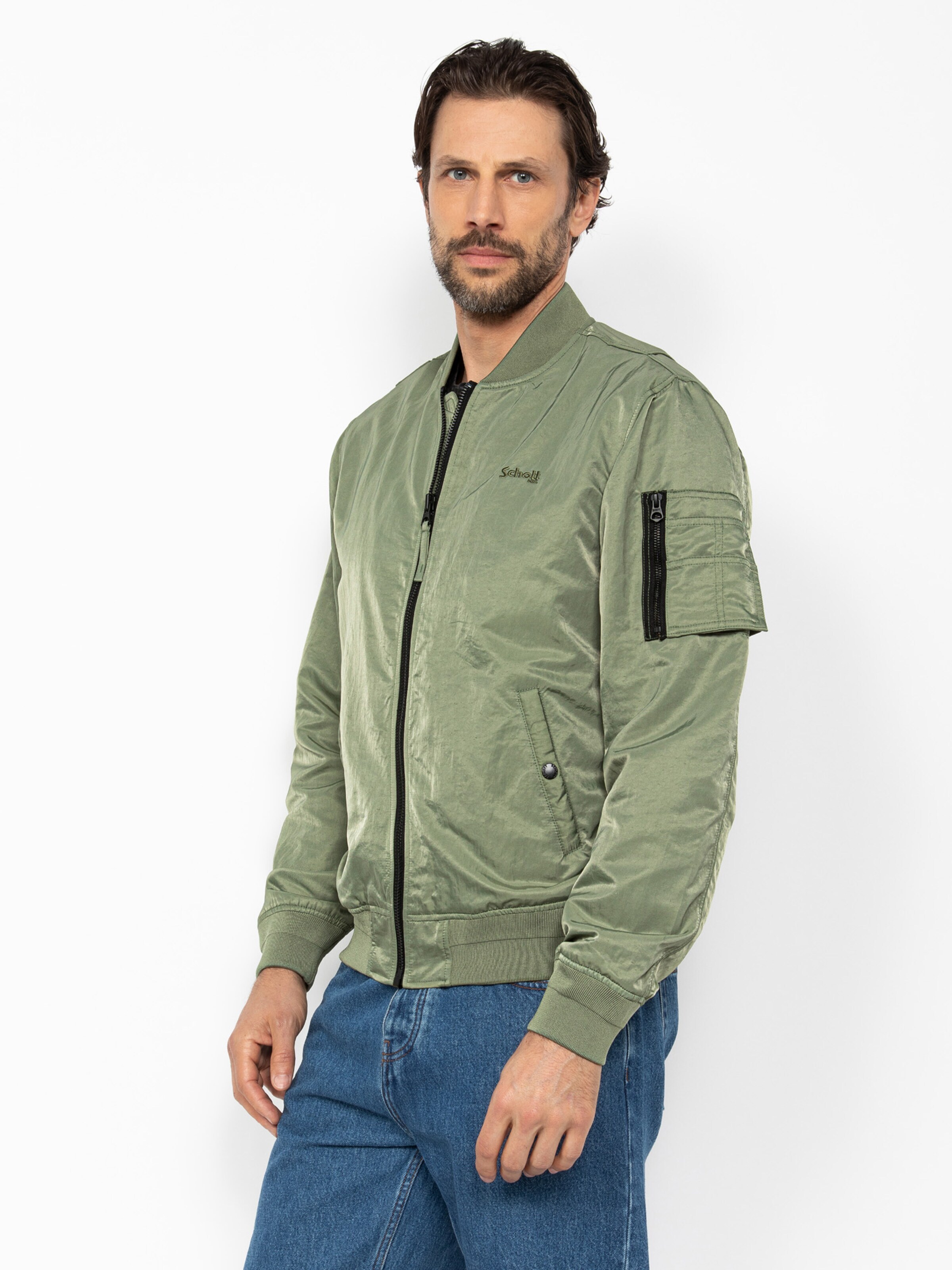 Manteau mi-saison Schott NYC en vert : devant