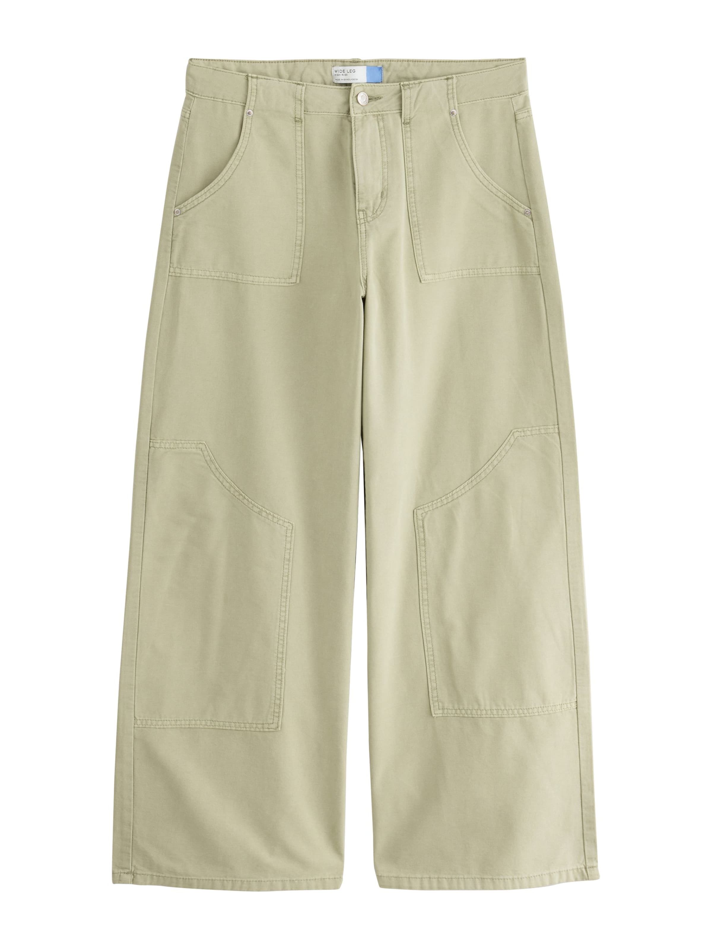Next Wide leg Jeans in Groen: voorkant