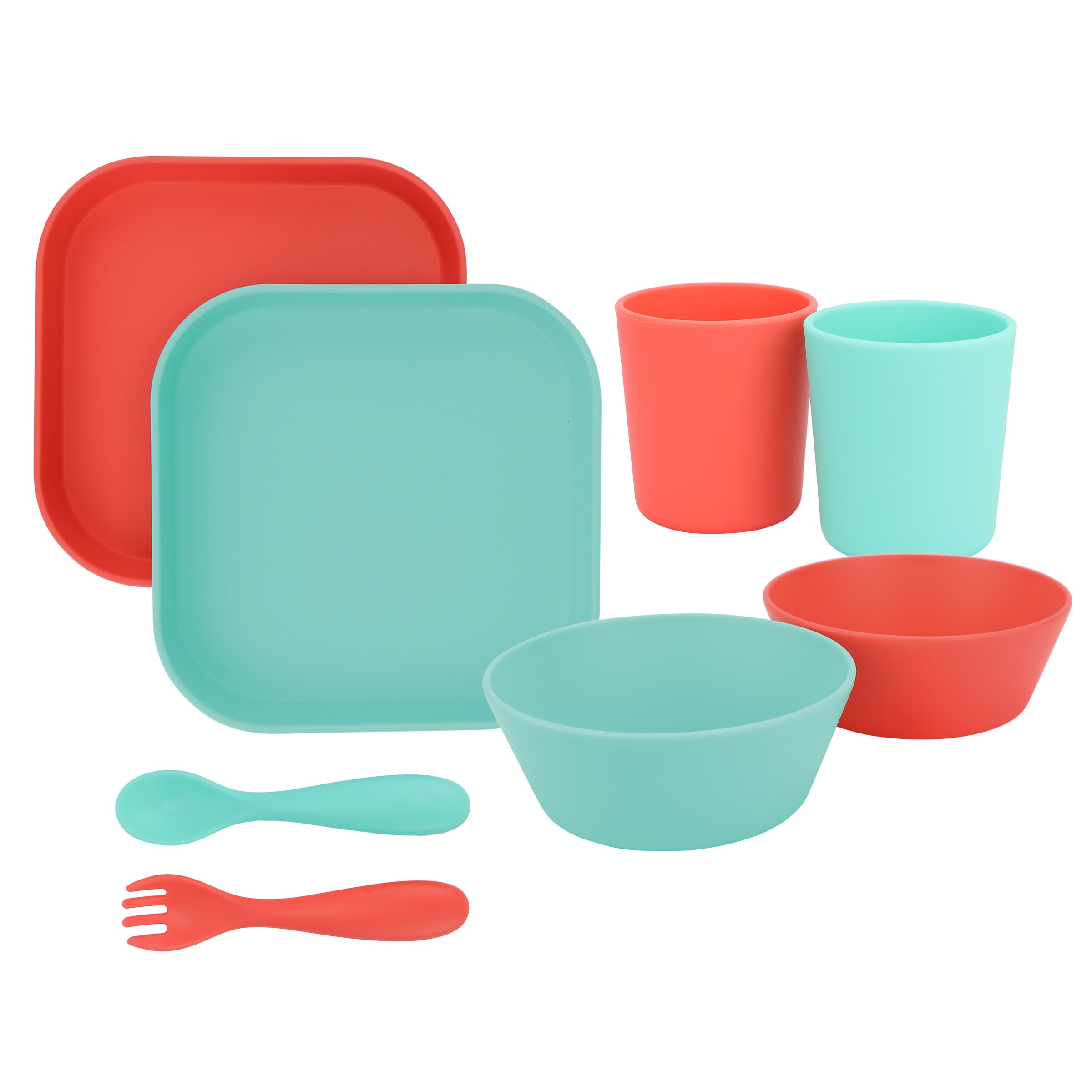 Nuby Geschirr- und Besteck-Set in Grün: Vorderseite