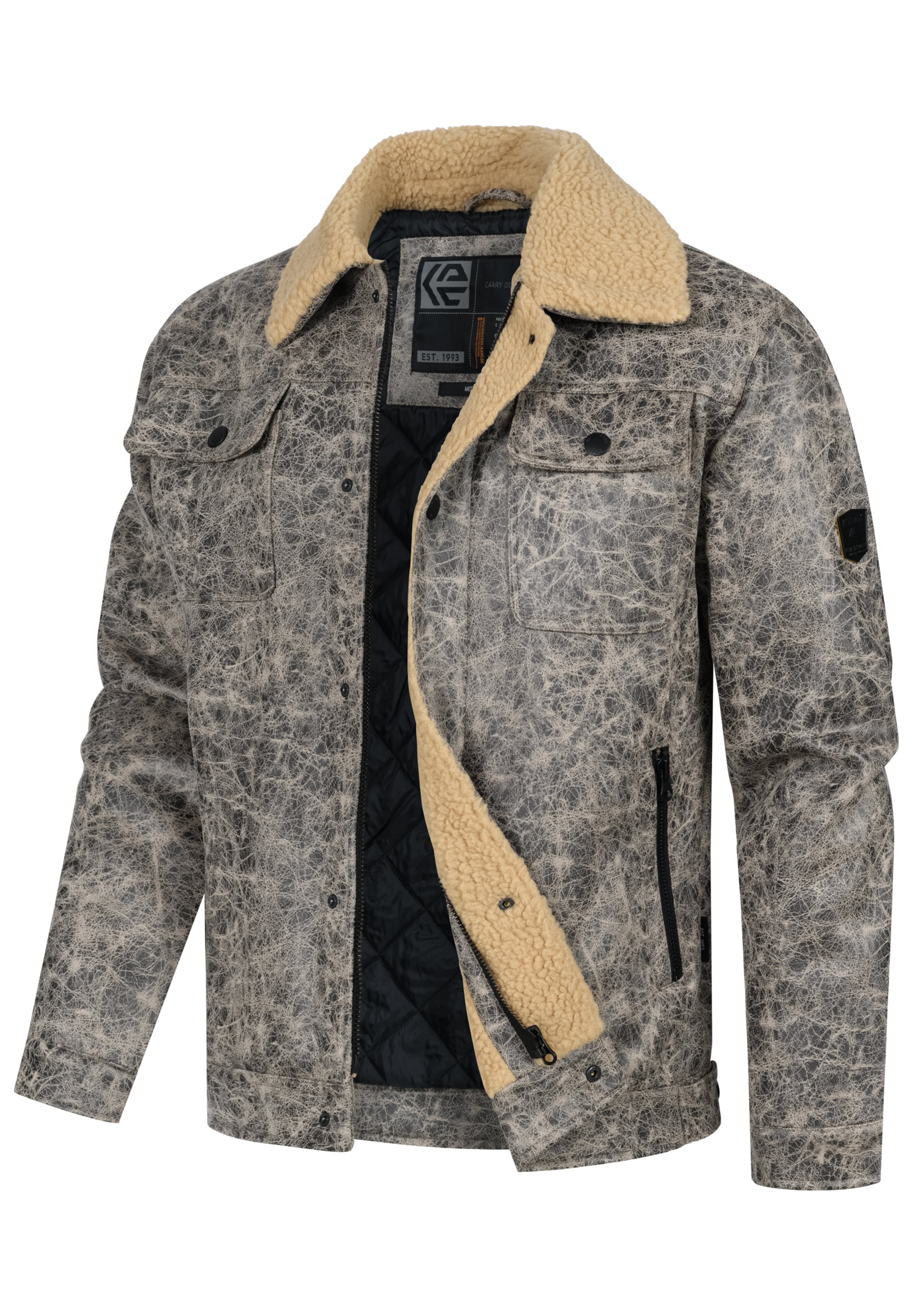 INDICODE JEANS Between-Season Jacket 'INVados' in Beige: front
