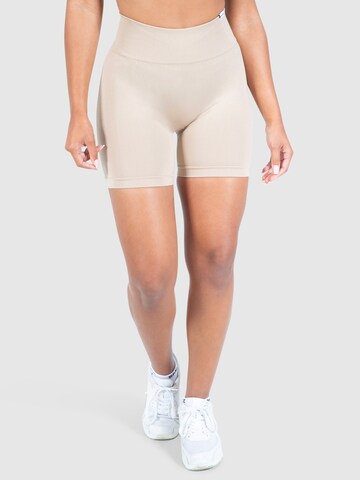 Coupe slim Pantalon de sport 'Amaze Scrunch' Smilodox en beige : devant