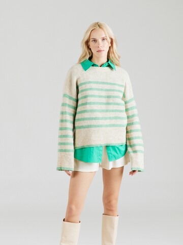 PIECES - Pullover 'Line' em bege: frente