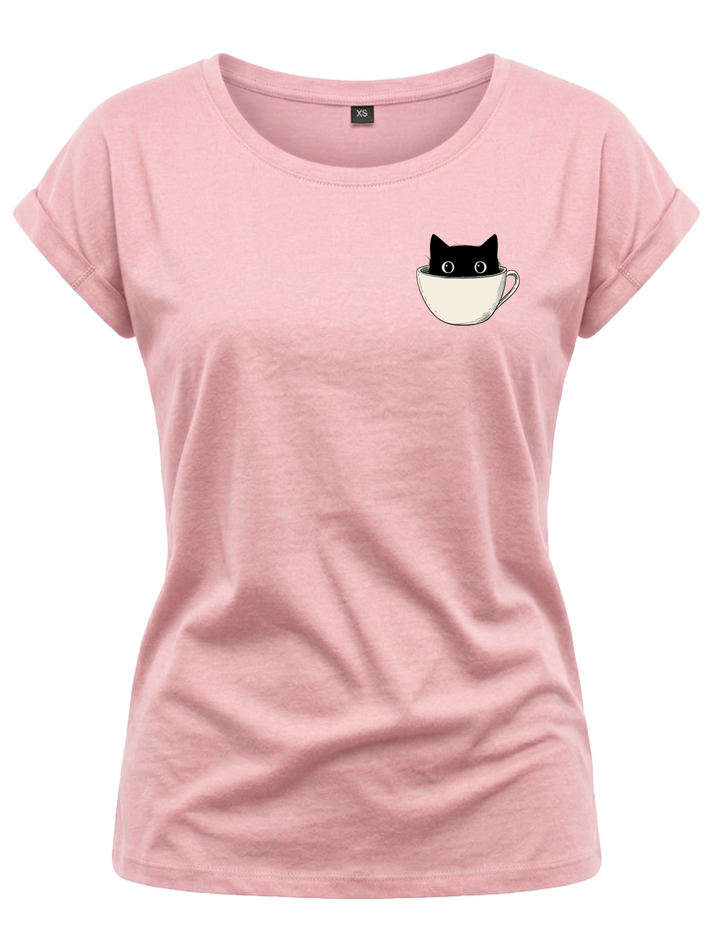 MAKAYA Shirt 'Cup Cat' in Pink