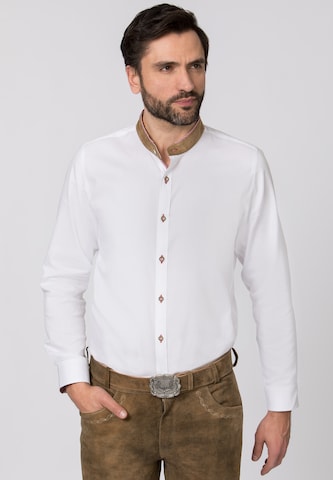 STOCKERPOINT Comfort fit Traditional Button Up Shirt in White: front