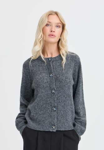 b.young Strickjacke 'BYOMEA' in Grau: Vorderseite