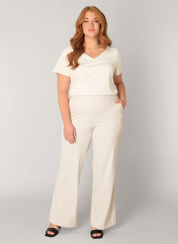 BASE LEVEL CURVY Flared Pants in Beige
