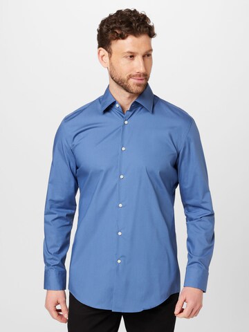 BOSS - Slim Fit Camisa 'H-Hank' em azul: frente