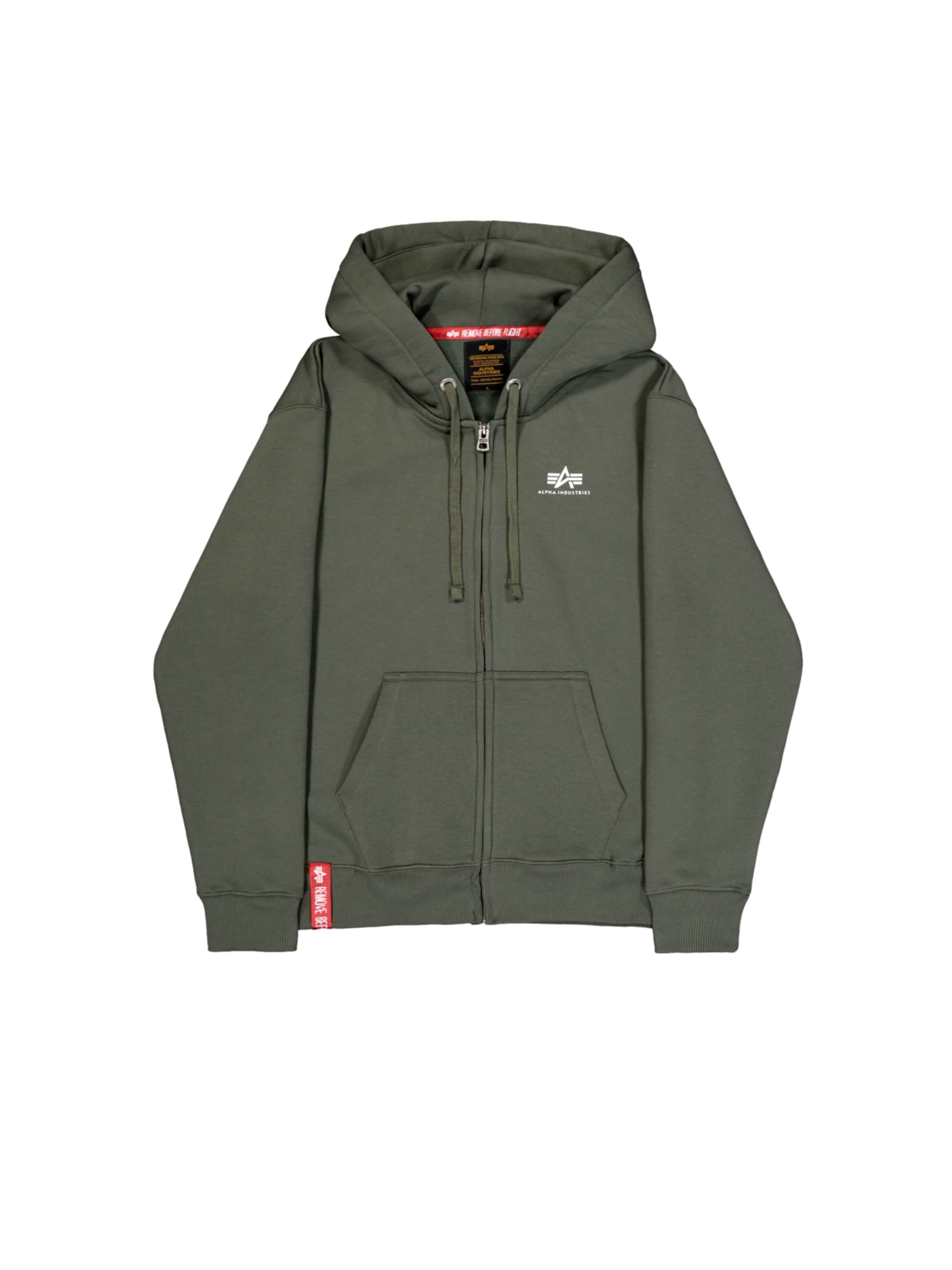 Giacca di felpa di ALPHA INDUSTRIES in verde: frontale