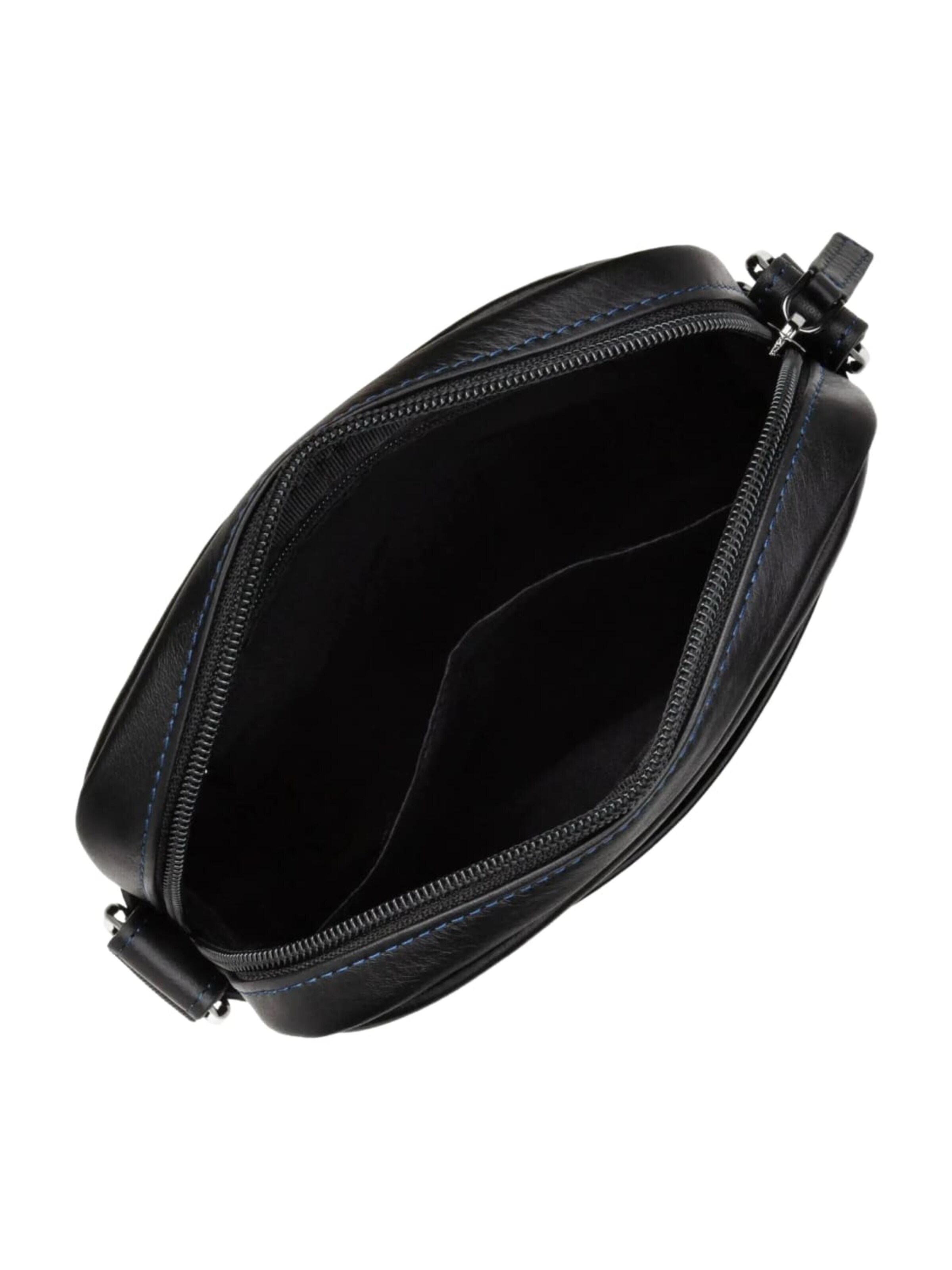 LANCASTER Paris - Mala de ombro 'Lancaster Sacoche Cuir Soft Vintage Noir/Bleu' em preto