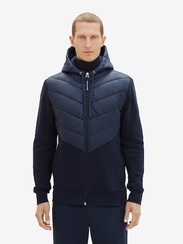 TOM TAILOR Zip-Up Hoodie in Blue: front