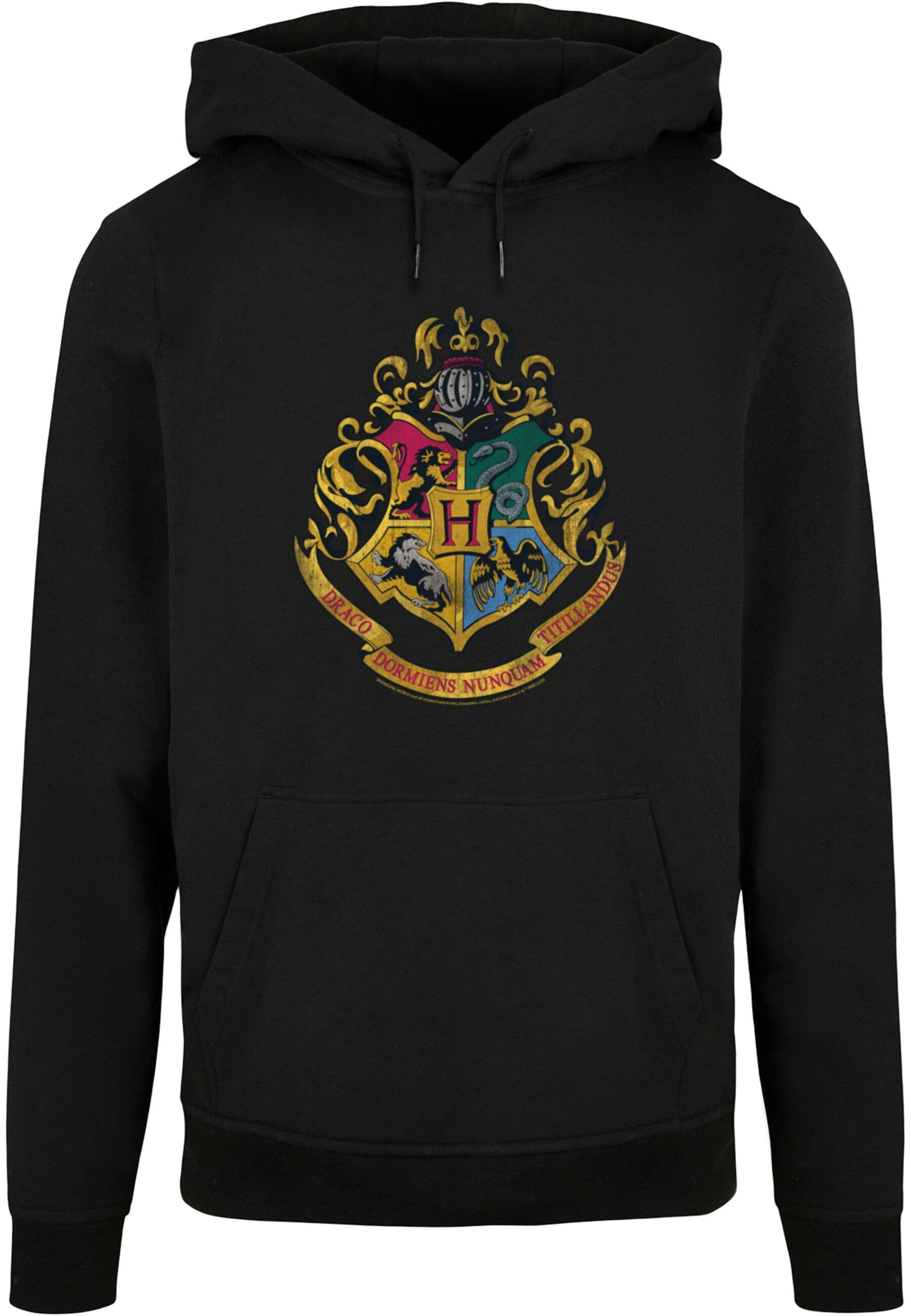 ABSOLUTE CULT Sweatshirt 'Harry Potter Distressed Hogwarts Crest' in Schwarz: Vorderseite