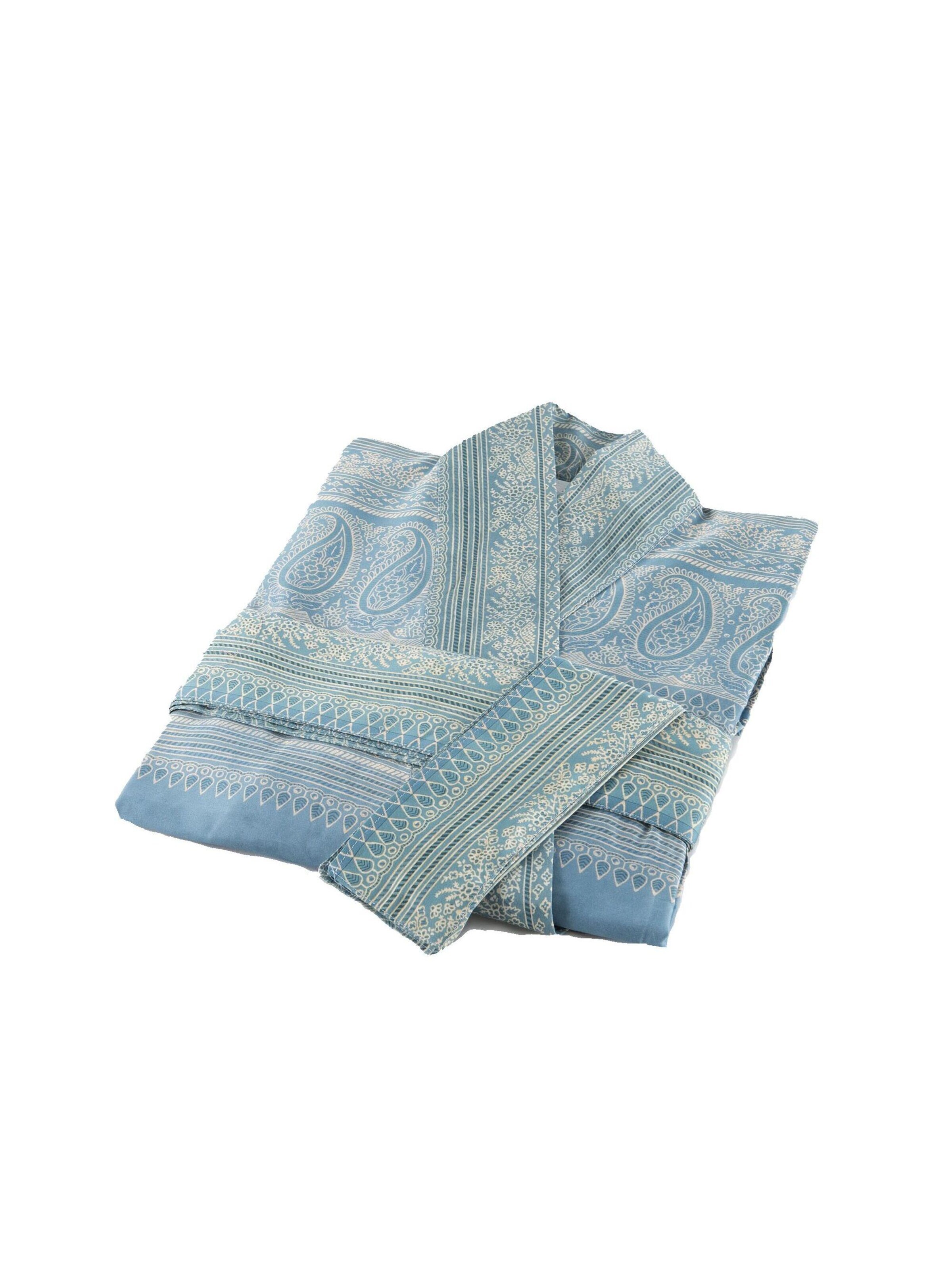 BASSETTI Kimono 'BRUNELLESCHI' aus Baumwollsatin in Blau: Vorderseite